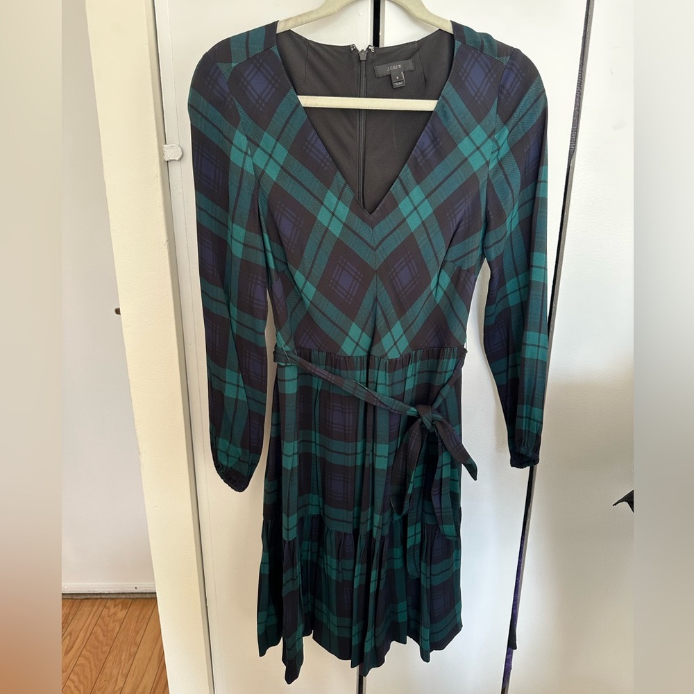 J.Crew long sleeve Tartan dress